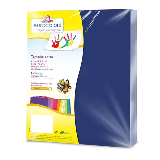 PAPEL CORTADO EUROCOLORS CARTA AZUL AQUAMARINO C/100