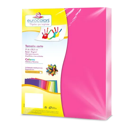 PAPEL CORTADO EUROCOLORS CARTA ROSA NEON C/100