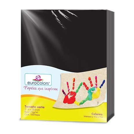 PAPEL CORTADO EUROCOLORS CARTA NEGRO C/100