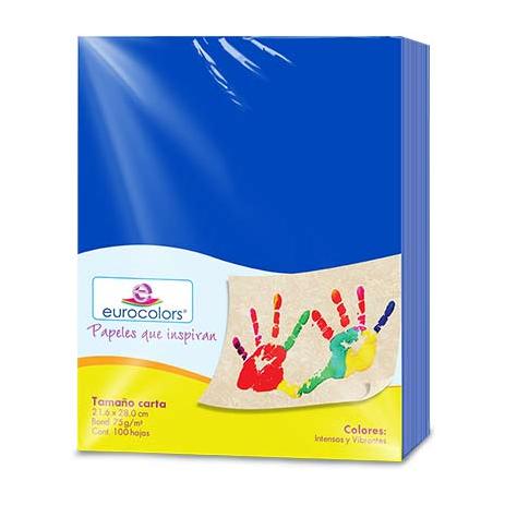 PAPEL CORTADO EUROCOLORS CARTA AZUL C/100