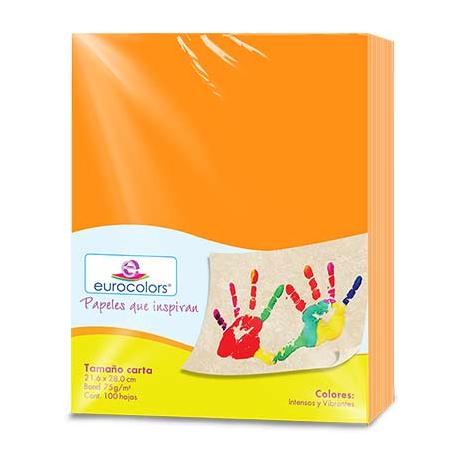 PAPEL CORTADO EUROCOLORS CARTA NARANJA VIBRANTE C/100