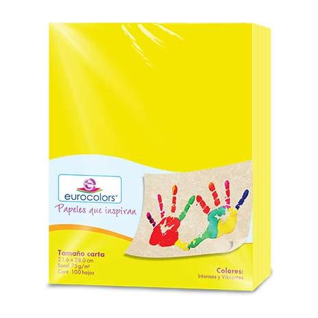 PAPEL CORTADO EUROCOLORS CARTA AMARILLO C/100
