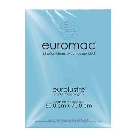 PAPEL LUSTRE EUROMAC AZUL PASTEL 50X70 24 HOJAS