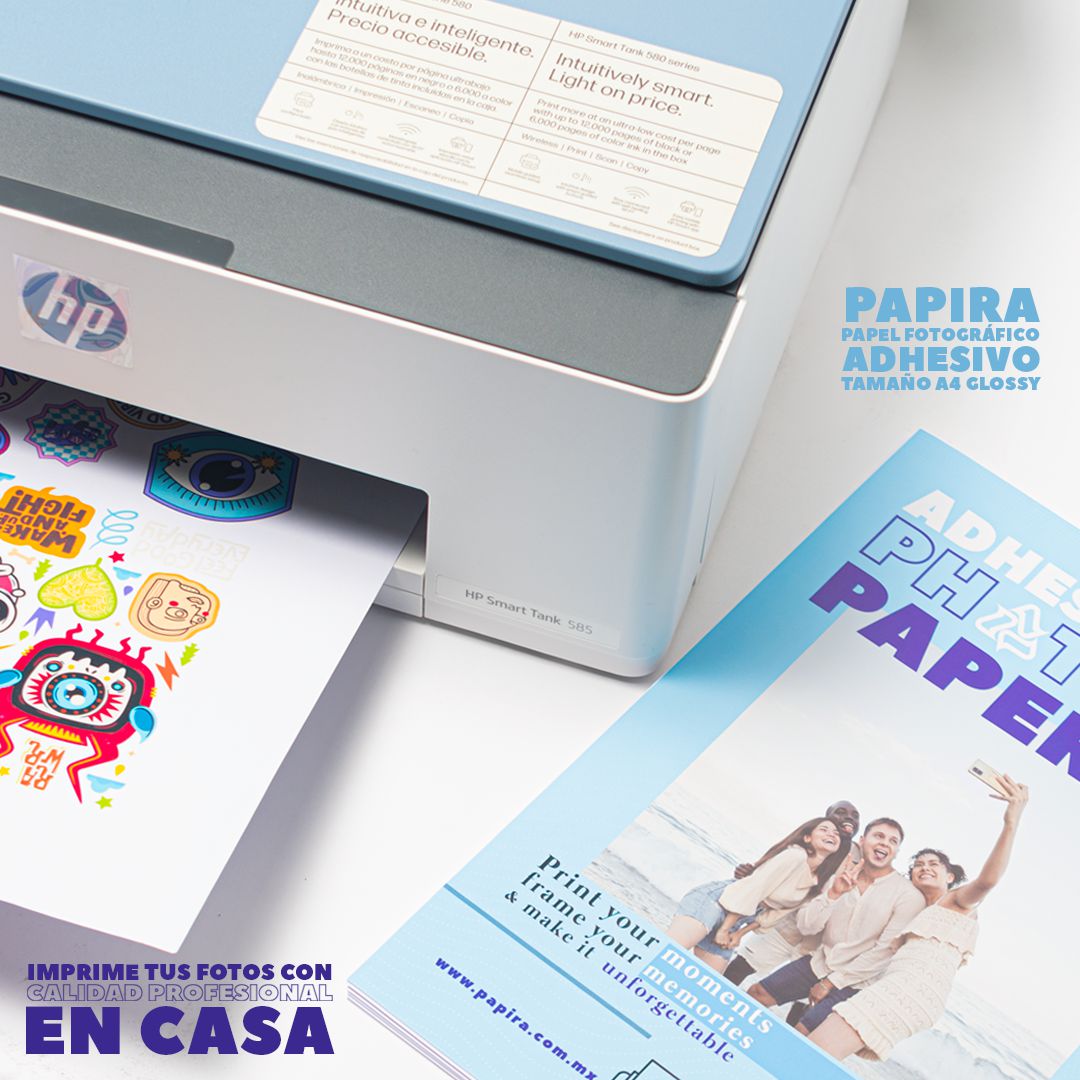 Papel Fotográfico Adhesivo Papira Tamaño A4 Glossy Calcomanía