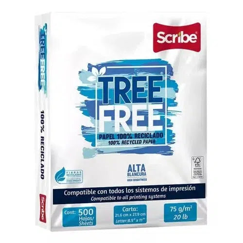 Papel Bond Scribe Tree Free Tamaño Carta Paquete 500 Hojas