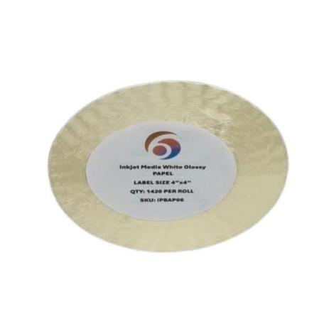 Papel Six Graphics Blanco Brillante Adhesivo Acrilico Respaldo 4 x 4" Core 3 1