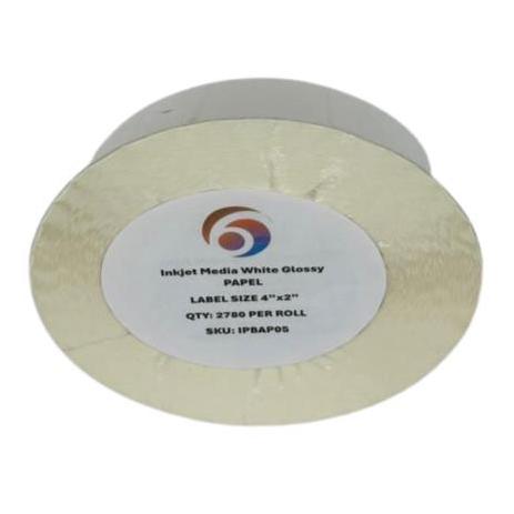 Papel Six Graphics Blanco Brillante Adhesivo Acrilico Respaldo 4 x 2" Core 3 2780 Etiquetas por Rollo