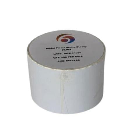 Papel Six Graphics Blanco Brillante Adhesivo Acrilico Respaldo 4 x 6" Core 1 250 Etiquetas por Rollo