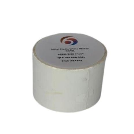 Papel Six Graphics Blanco Brillante Adhesivo Acrilico Respaldo 4 x 4" Core 1 380 Etiquetas por Rollo
