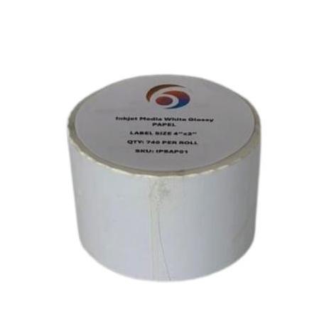 Papel Six Graphics Blanco Brillante Adhesivo Acrilico Respaldo Papel 4 x 2" Core 1 740 Etiquetas por Rollo