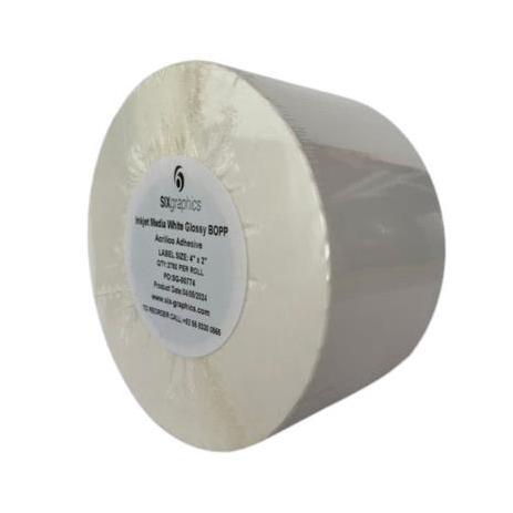 Papel Six Graphics Bopp Blanco Brillante Adhesivo Acrilico Respaldo 4 x 2" Core 3 2870 Etiquetas por Rollo