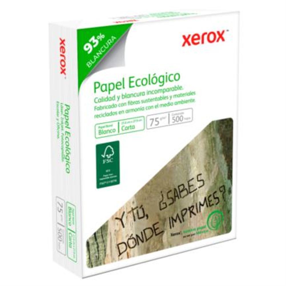 Papel Xerox Bond Ecologico Tamaño Carta 75gr, Blanco