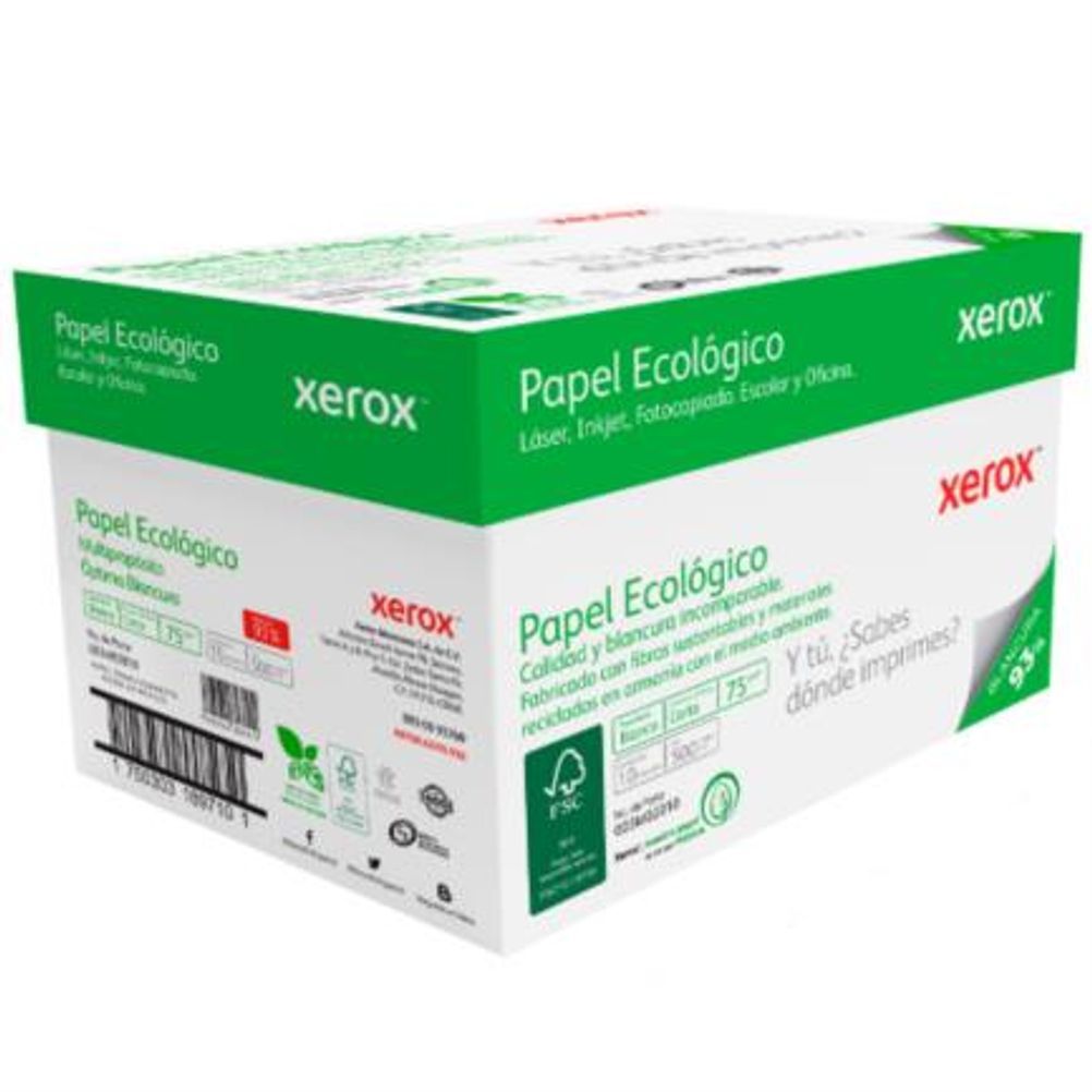 Papel Xerox Bond Ecologico Tamaño Carta 75gr, Blanco
