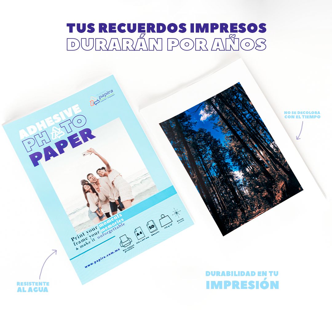 Papel Fotográfico Adhesivo Papira Tamaño A4 Glossy Calcomanía