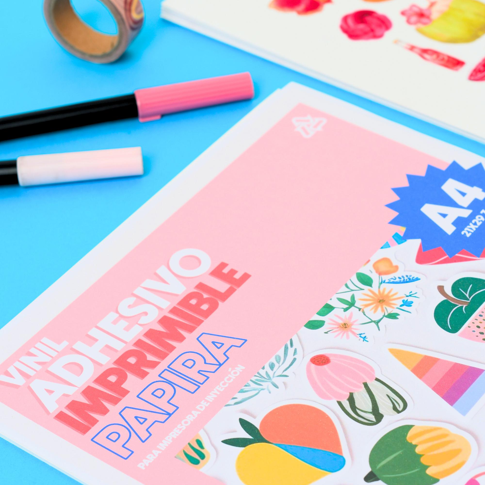 Vinil Adhesivo Imprimible Papira Blanco Glossy A4 20 Hojas