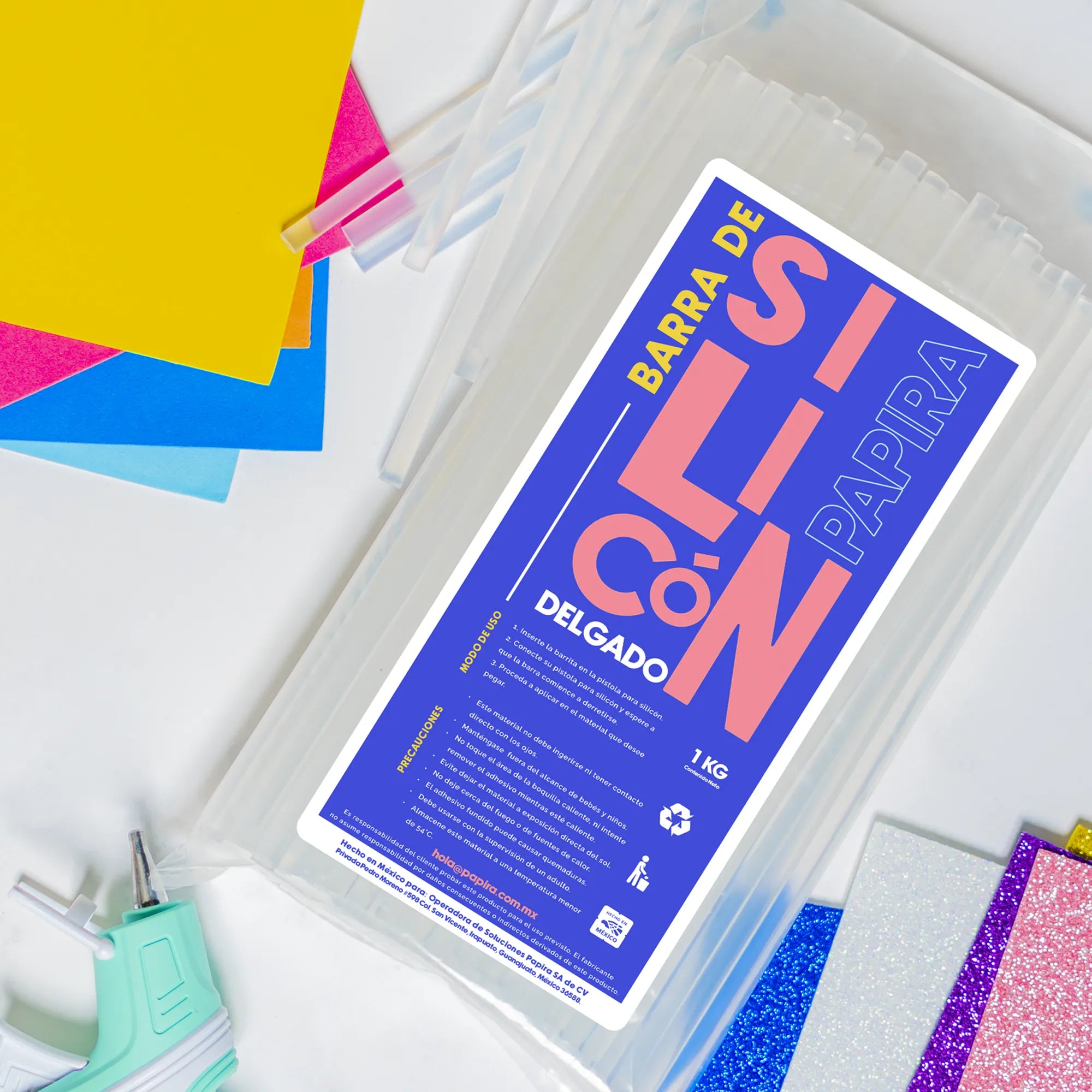 Barras De Silicón Delgado Transparente Papira Bolsa De 1kg