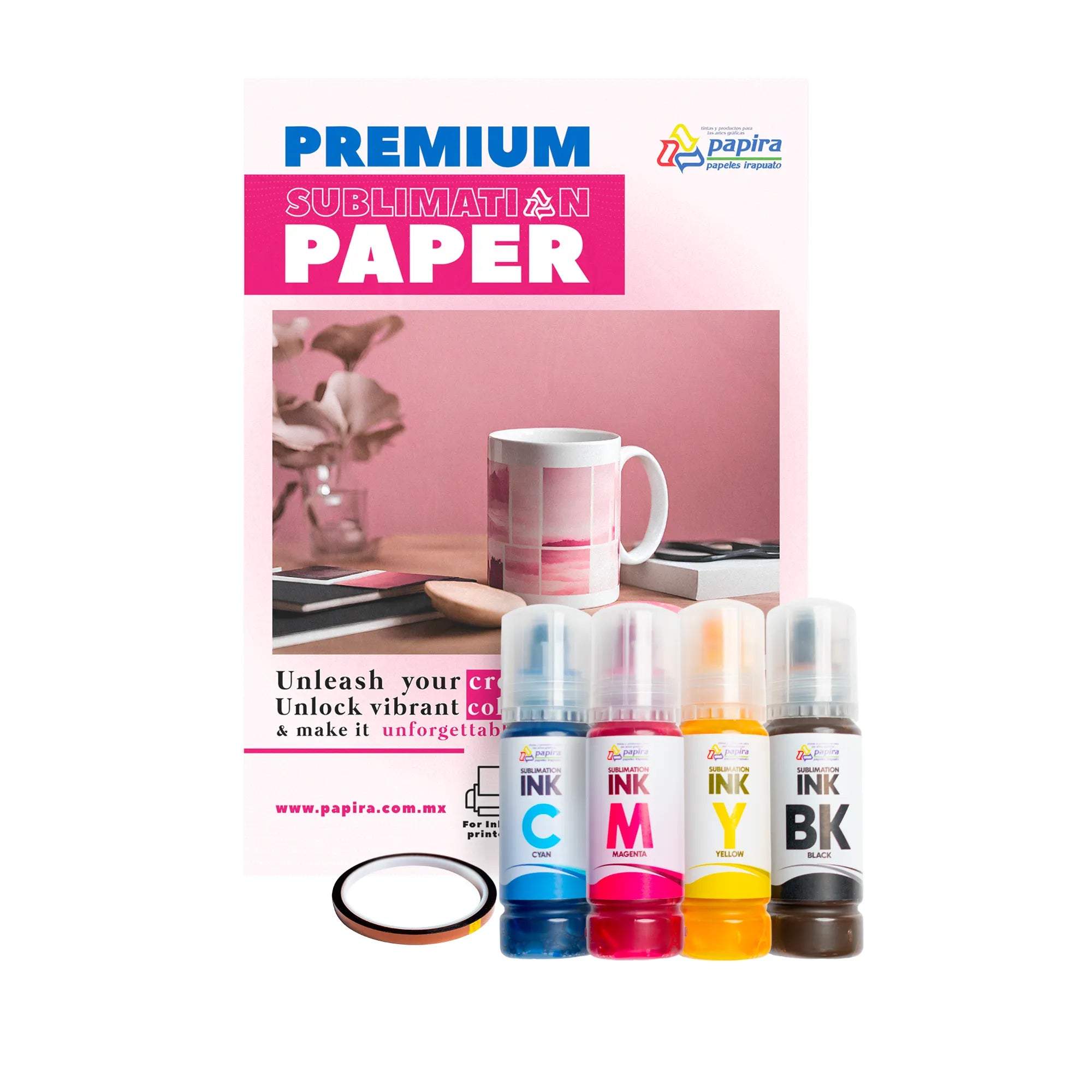 Kit Básico De Sublimación Papel + Tinta + Cinta Papira