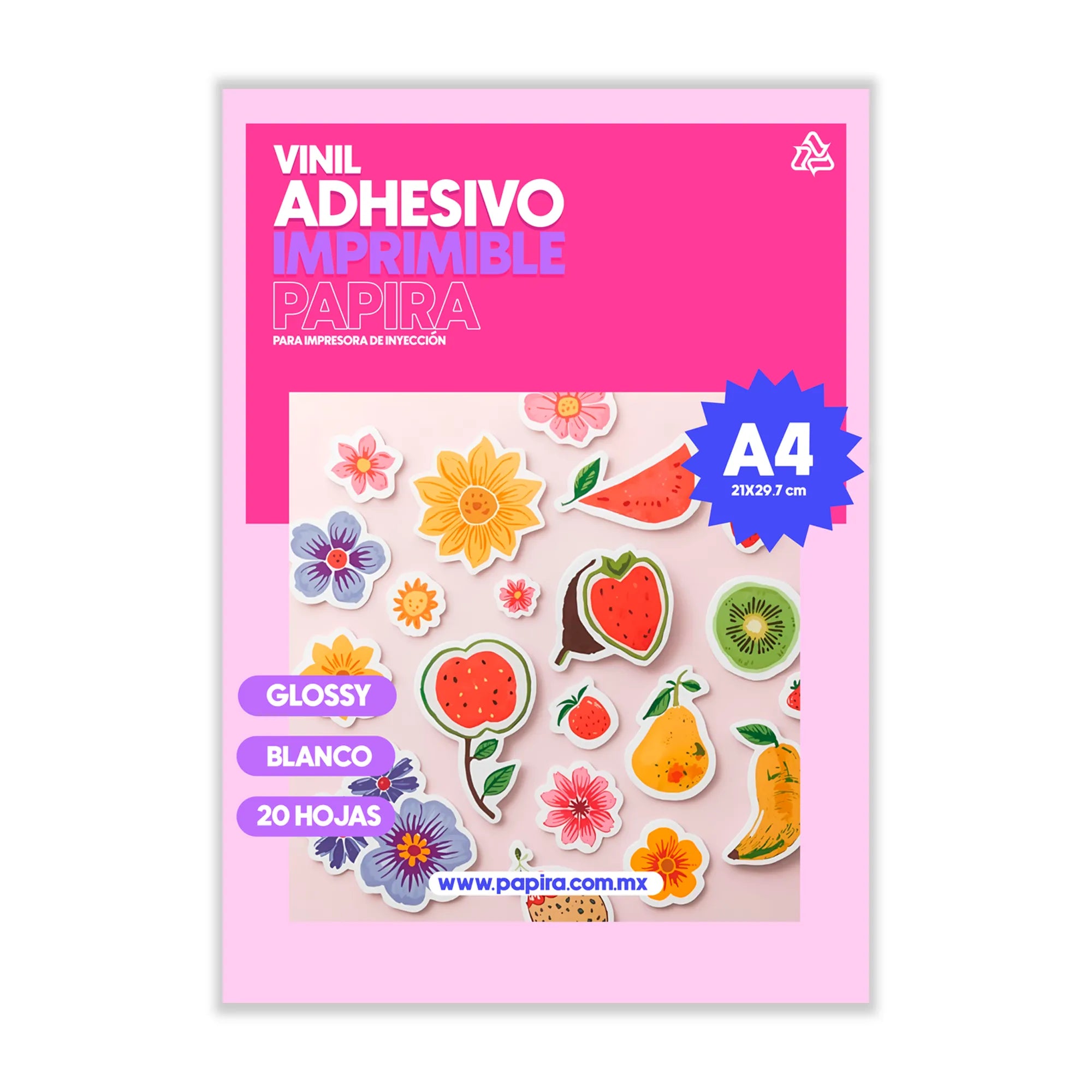 Vinil Adhesivo Imprimible Papira Blanco Glossy A4