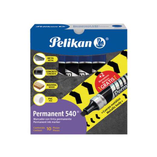 Pelikan Marcador Permanente 540, Azul, Paquete con 10 piezas