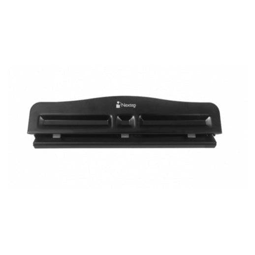 Nextep Perforadora de 3 Orificios, Ajustable, hasta 10 Hojas, Negro