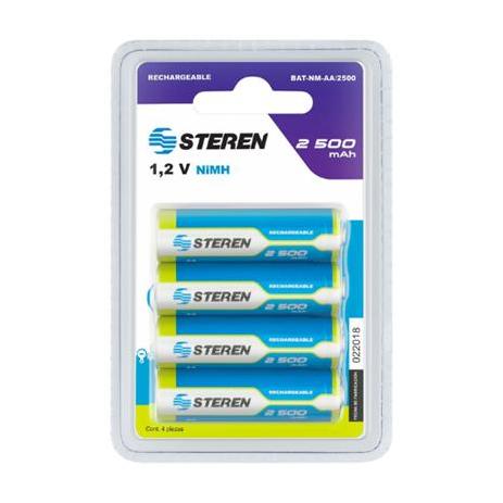 Steren Pilas Recargables AA, 1.2V, 4 Piezas