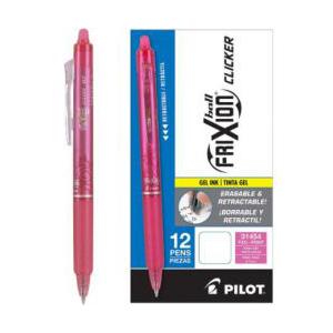 Pilot Bolígrafo Frixion Clicker, Punto Fino de 0.7mm, Paquete de 12 Piezas, Rosa