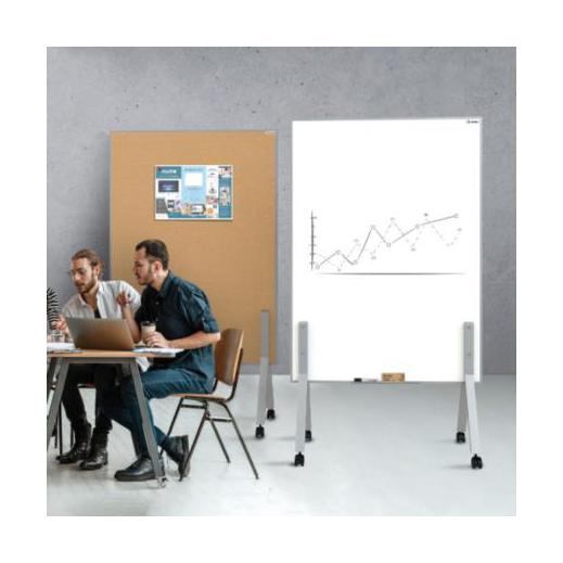 Alfra Pintarrón Móvil Nex Doble Superficie, 150 x 110cm, Blanco