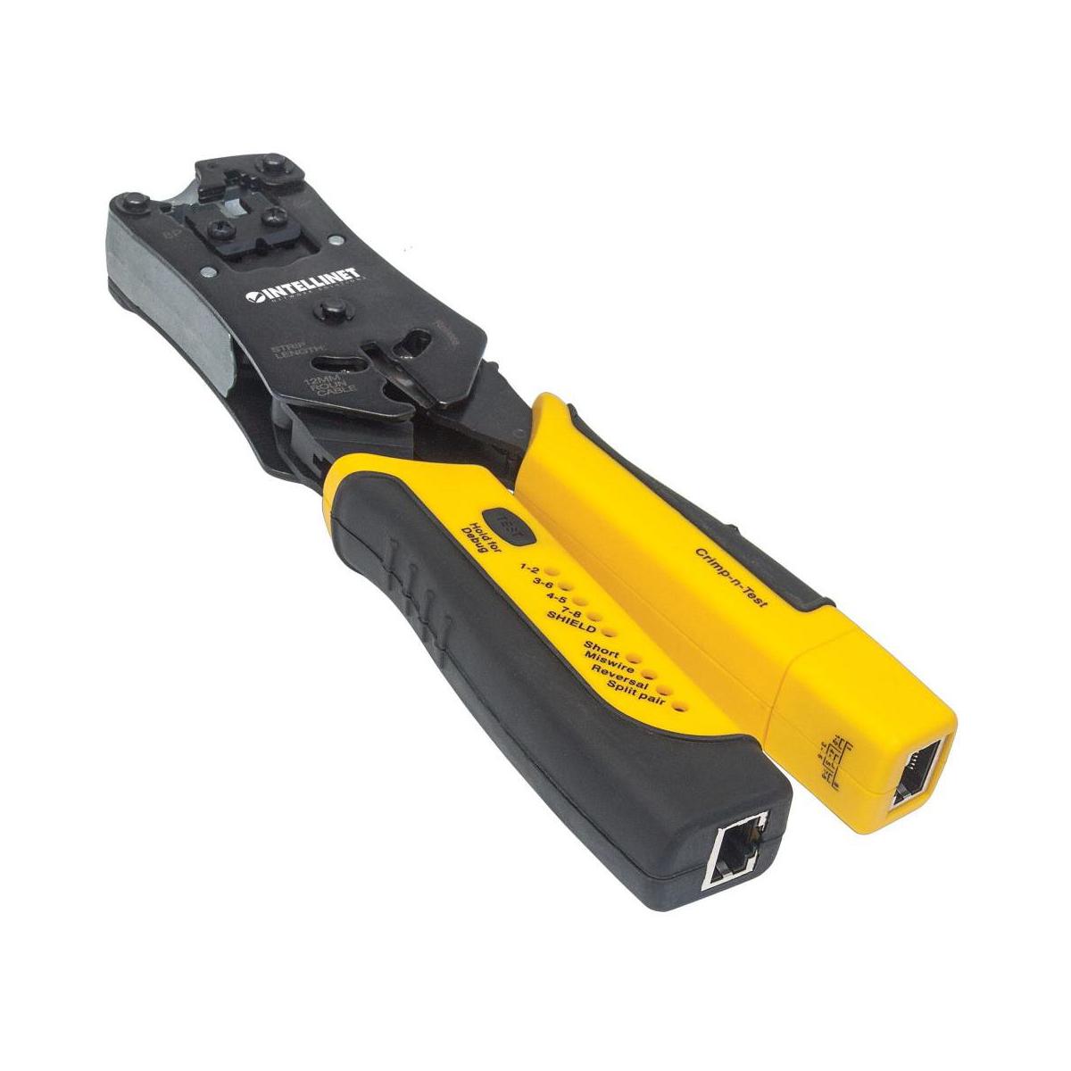 Intellinet Pinza Crimpeadora 780124, RJ-11/RJ-12/RJ-22/RJ-45, Negro/Amarillo