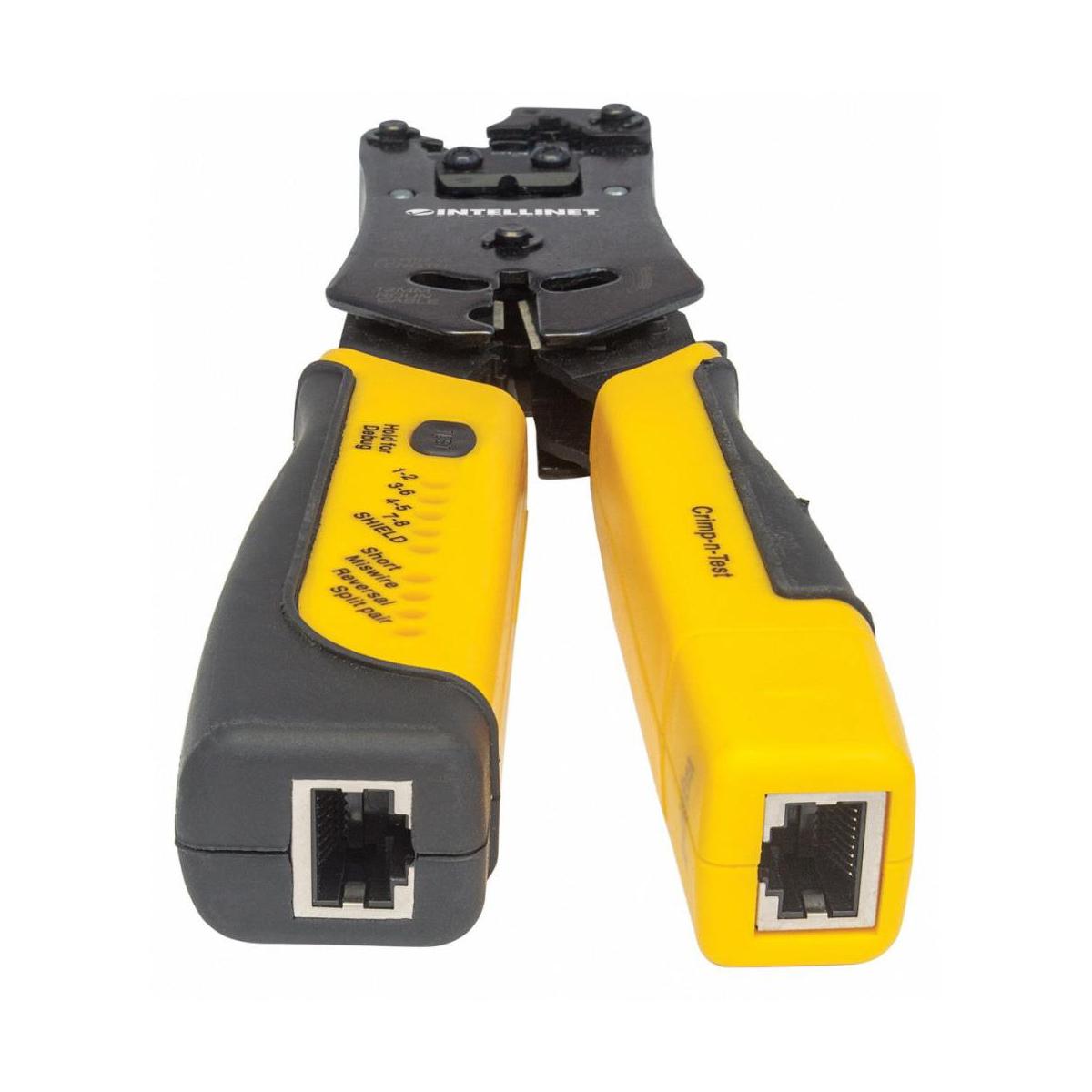 Intellinet Pinza Crimpeadora 780124, RJ-11/RJ-12/RJ-22/RJ-45, Negro/Amarillo