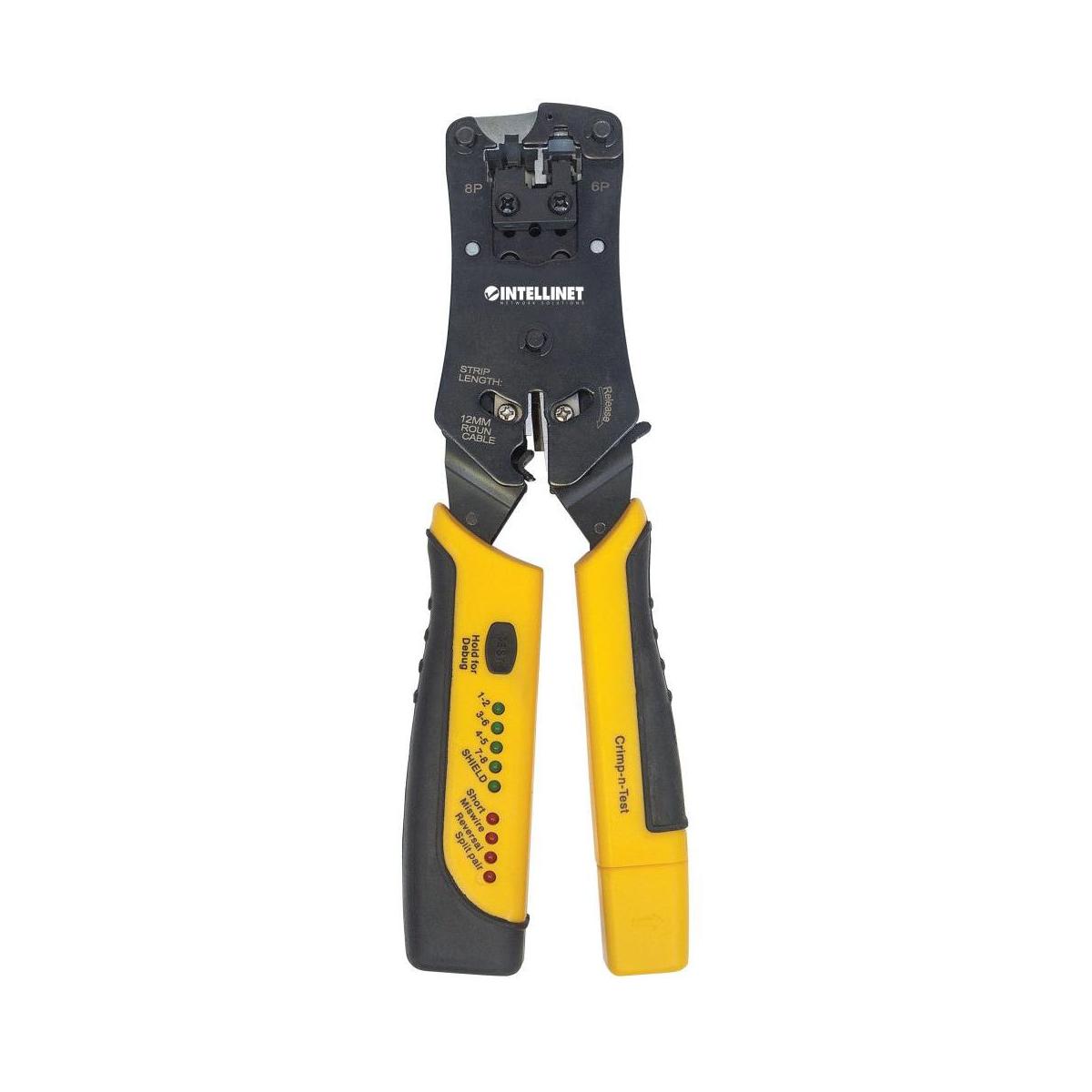 Intellinet Pinza Crimpeadora 780124, RJ-11/RJ-12/RJ-22/RJ-45, Negro/Amarillo