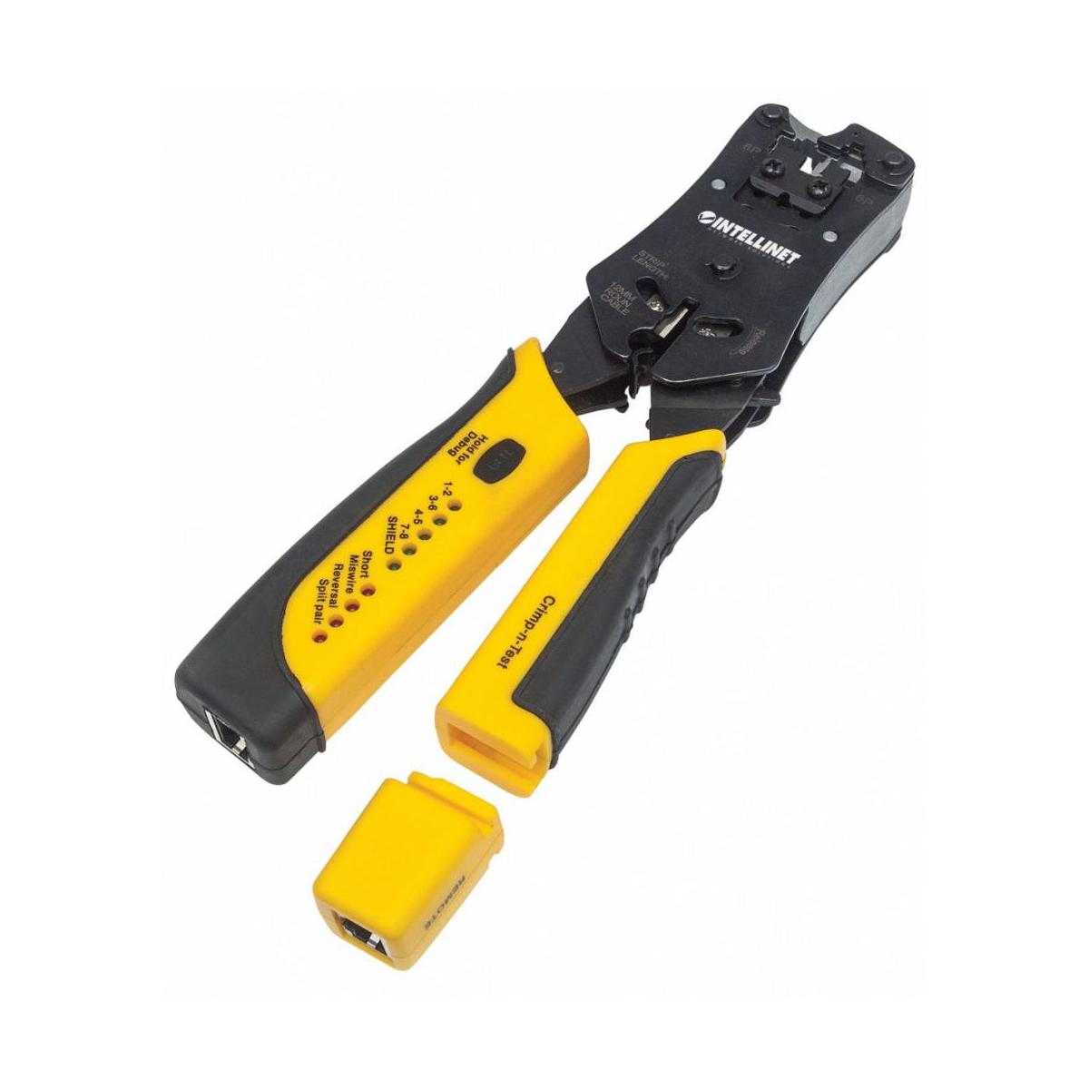 Intellinet Pinza Crimpeadora 780124, RJ-11/RJ-12/RJ-22/RJ-45, Negro/Amarillo
