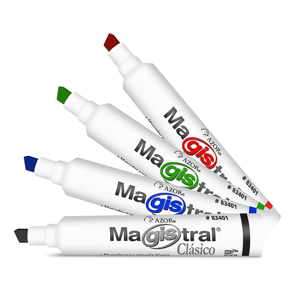 Marcador Azor Magistral Clasico Punta de Cincel 0,7 mm (Colores, 4 Piezas).
