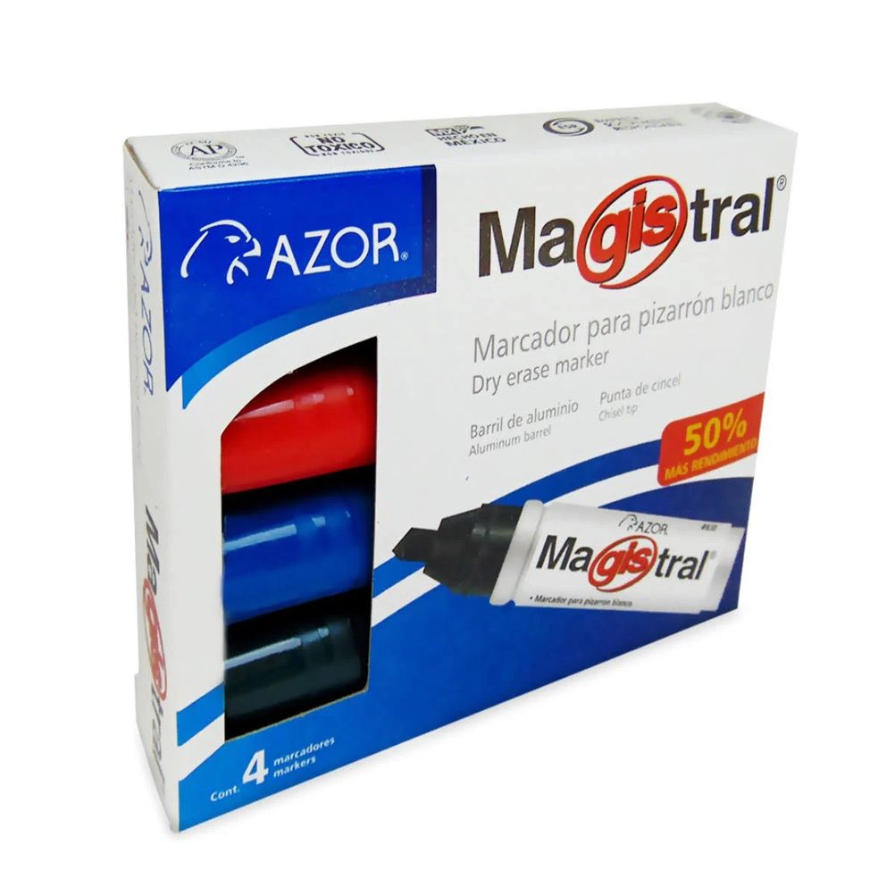 Marcadores Azor Magistral Barril de Aluminio (4) Piezas.