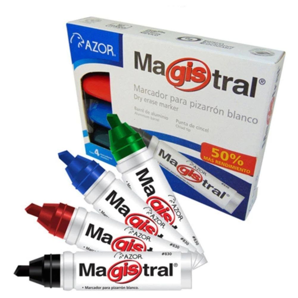 Marcadores Azor Magistral Barril de Aluminio (4) Piezas.
