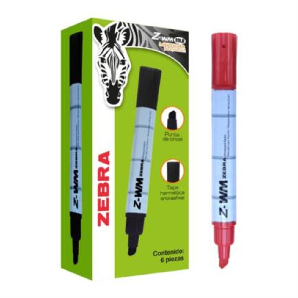 Marcador Zebra Z-WM Bold Punta de Cincel Base de Agua Color Azul 6 Pieza(s)