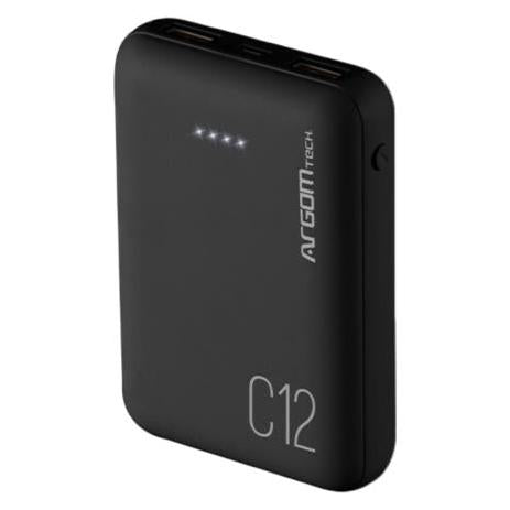 Power Bank Argomtech C12 Ultracompacto 12000mAh 2 Puertos 2.1A/2A Color Negro