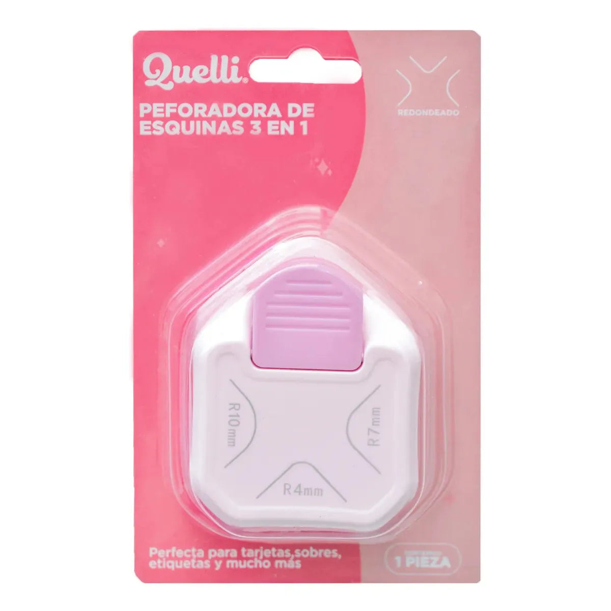 Perforadora De Esquinas Redondeado 3 En 1 Quelli Lila 1 Pza