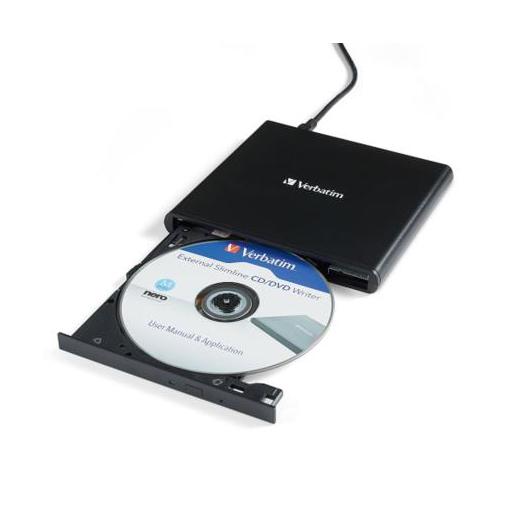Verbatim Slimline Quemador de DVD, DVD+RW 8x / CD-RW 24x, USB 2.0, Externo, Negro