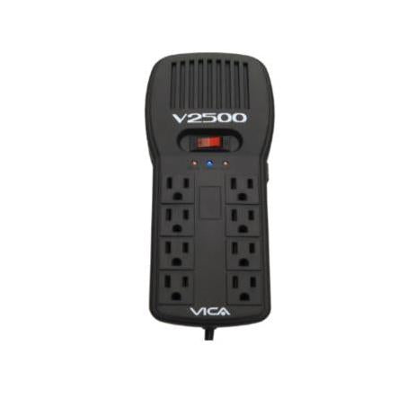Regulador Vica V2500, 2500VA, 300J, Entrada 100-127V, Negro