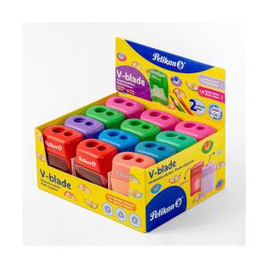 Pelikan Sacapuntas con Depósito, Caja con 12 Piezas, Colores Surtidos