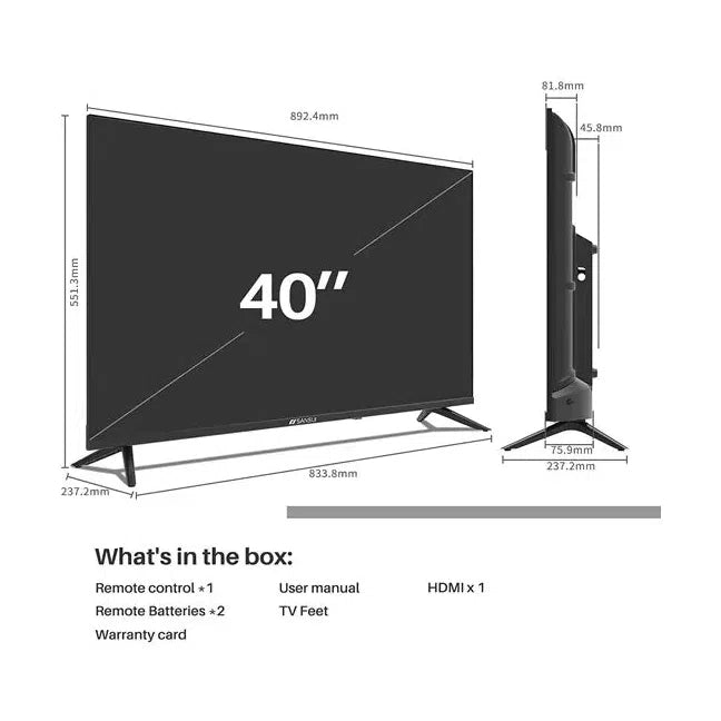 Sansui Smart TV LED SMX40V1FA 40", Full HD, Negro
