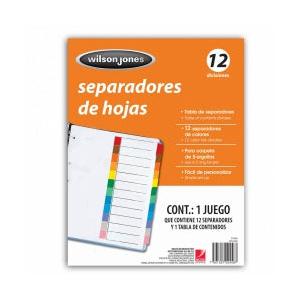 Acco Wilson Jones Separador TAB, 12 Divisiones, 5 Piezas, Rojo
