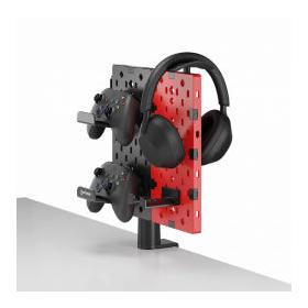 Manhattan Soporte para Escritorio con Tablero Organizador, hasta 1.5Kg, Negro/Rojo