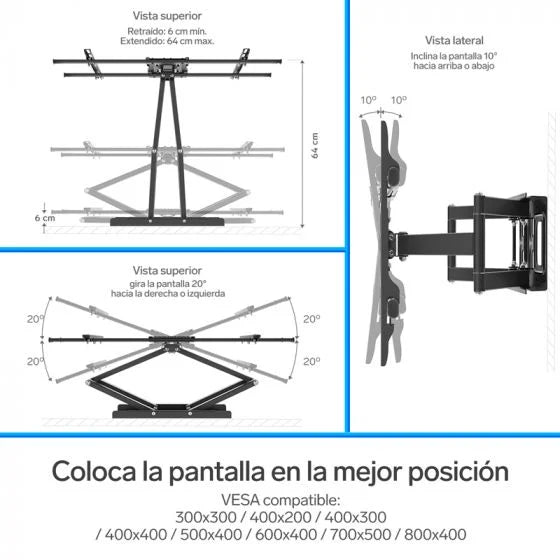 Soporte para pantallas de 37" a 90", con brazo articulado