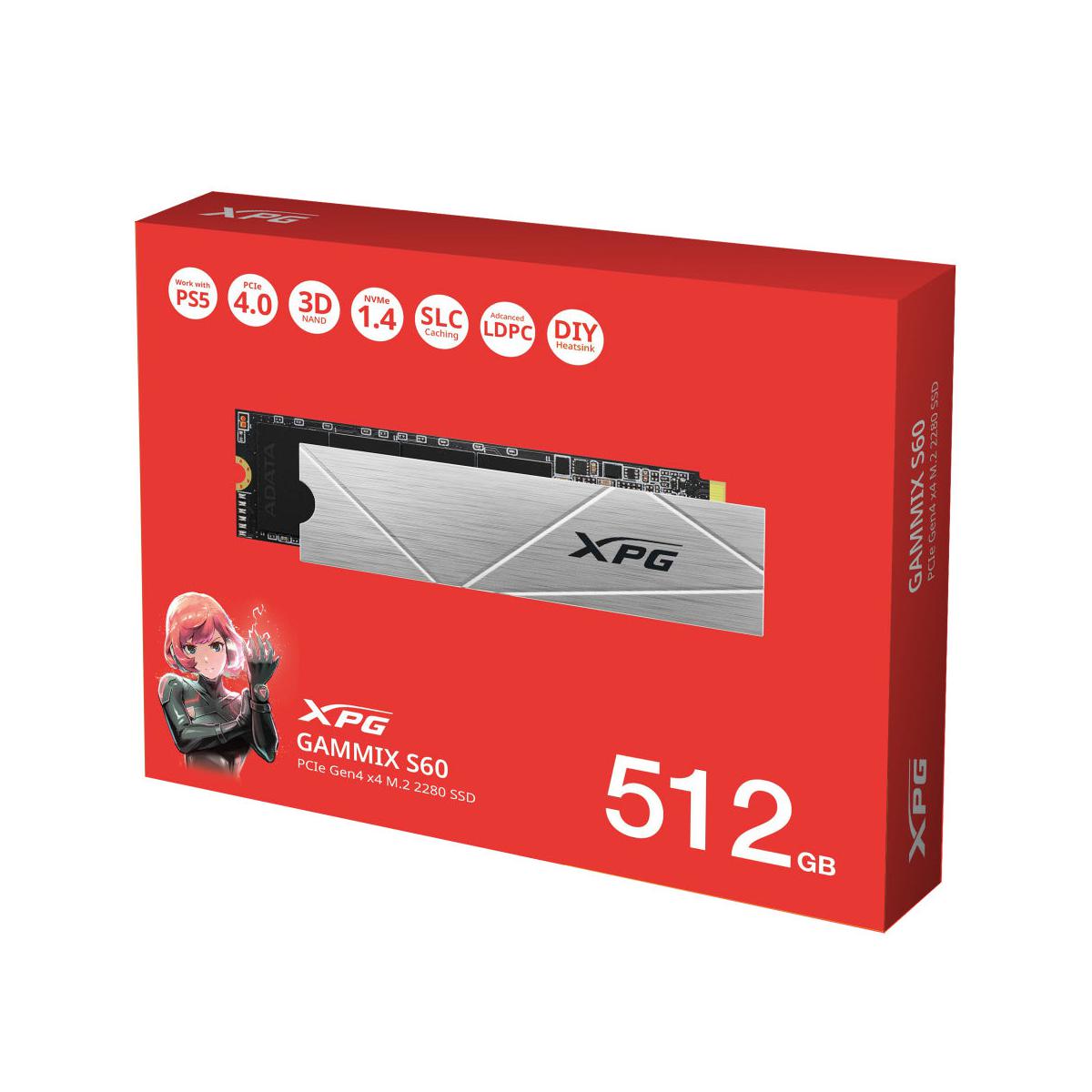 SSD XPG GAMMIX S60 NVMe, 512GB, PCI Express 4.0, M.2
