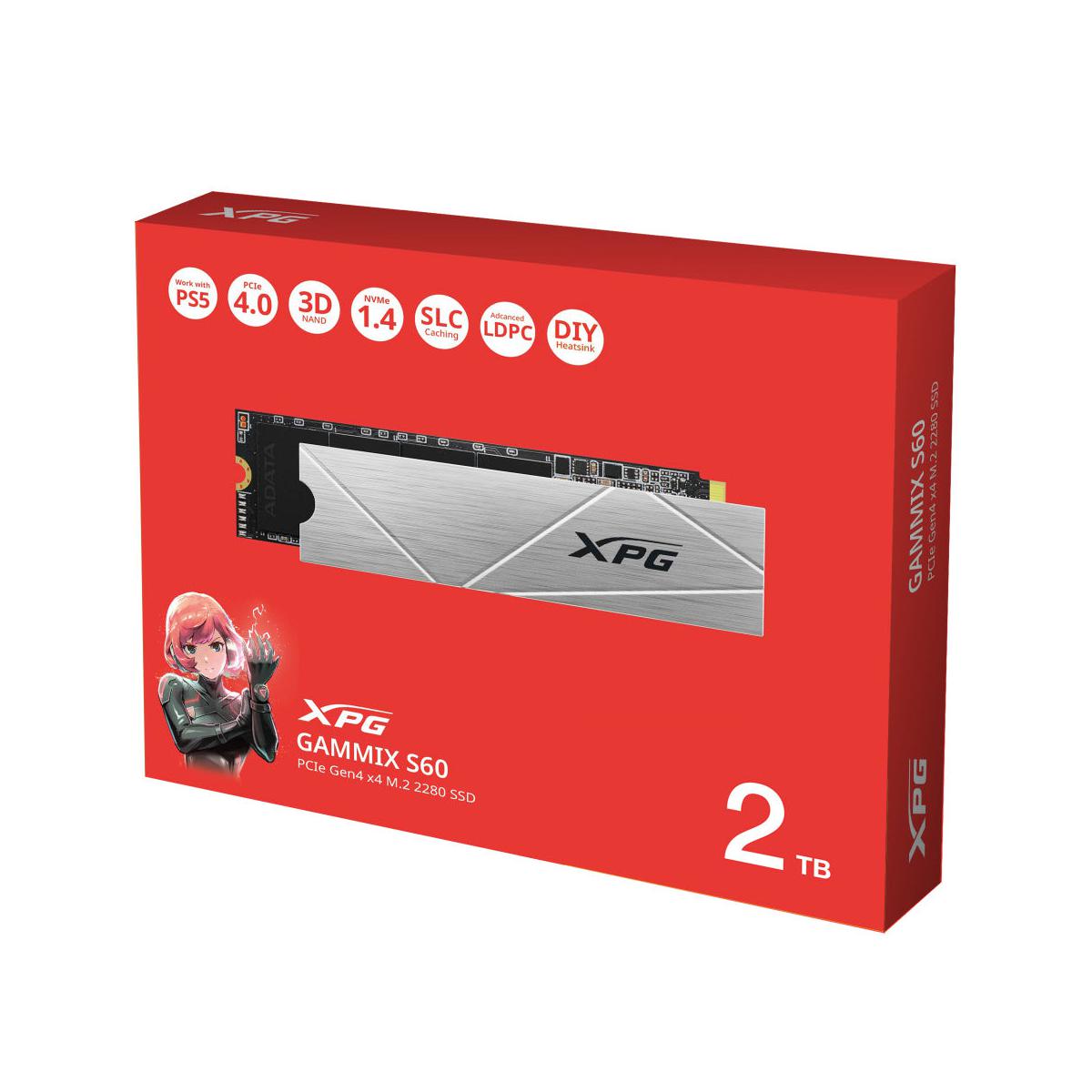 SSD XPG GAMMIX S60 NVMe, 2TB, PCI Express 4.0, M.2