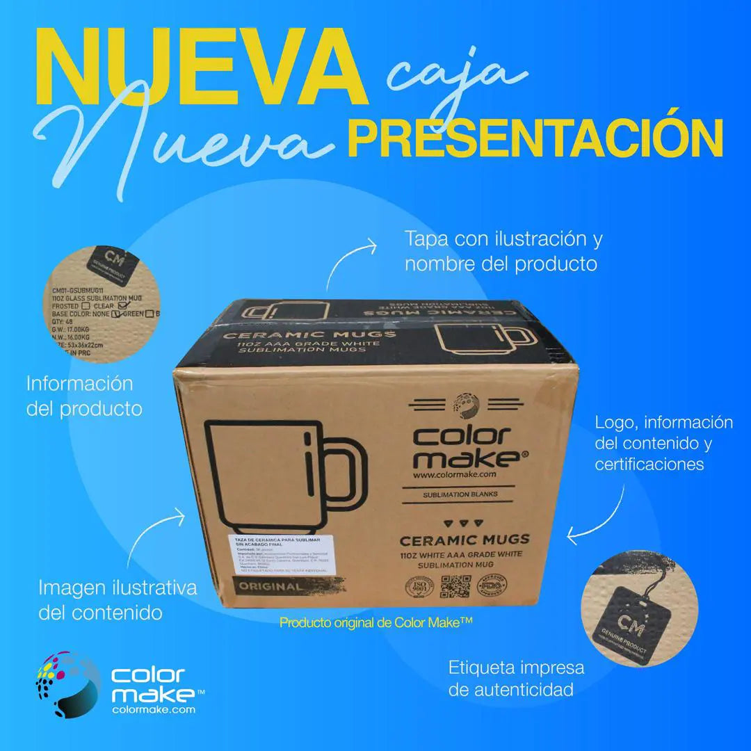 Taza Blanca Marfil 11 Oz. Color Make Grado AAA