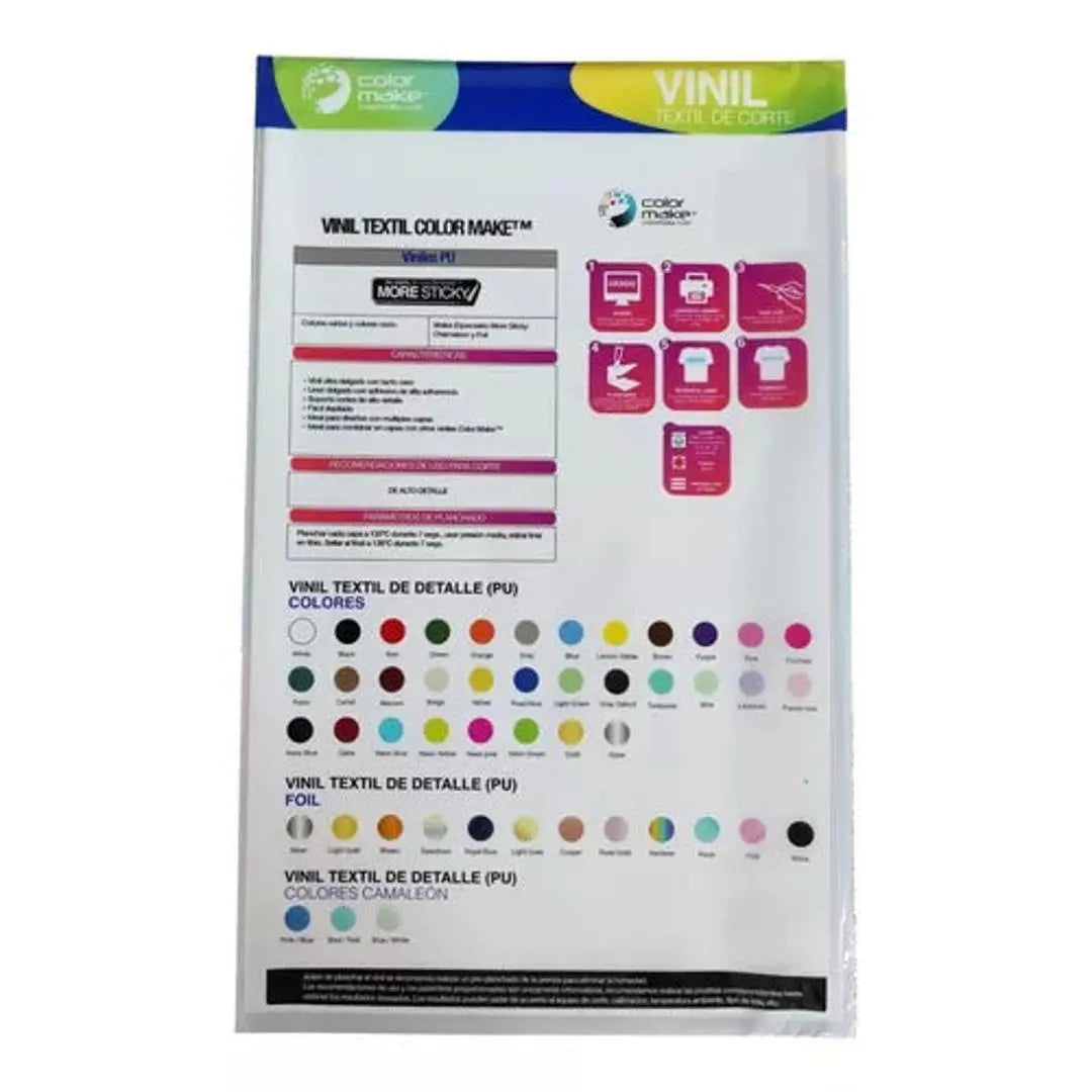 Vinil Textil Detalle More Sticky Color Make 31 X 51 Cms 12 Hojas