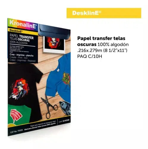 Kit Papel Transfer Telas Claras Y Oscuras Kronaline 20 Hojas