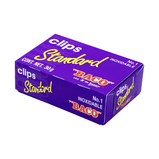 Clip Baco CL002 Estándar #2 (50mm) Alambre Inoxidable Galbanizado Gris 100 Clips(s) 10 Pieza(s)